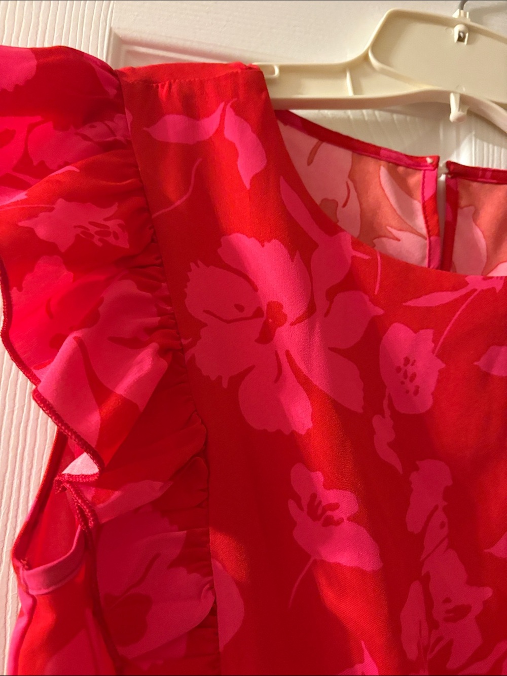 SHEIN Red & Pink Floral Tiered Dress - Picture 3 of 8